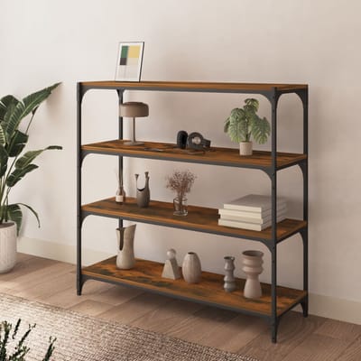 vidaXL - Boekenkast - 100x33x100 - cm - bewerkt - hout - en - staal - gerookt - eiken