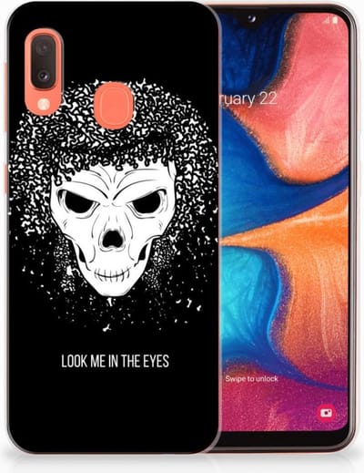 Silicone Back Case Samsung Galaxy A20e Skull Hair