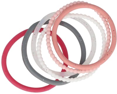 Haarsoires Haarelastieken Basic - Siliconen Anti-slip - Wit Roze - Set van 6 - Eenvoudige Haar Elastieken voor Dagelijks Gebruik