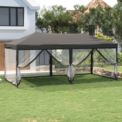 vidaXL - Partytent - inklapbaar - met - zijwanden - 3x6 - m - antracietkleurig