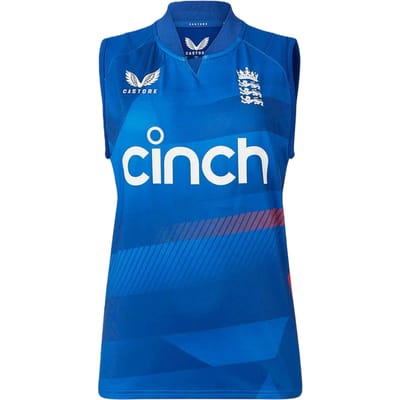 Castore Mouwloos T-shirt voor dames van het Engelse cricketteam (Sodaliet Blauw)
