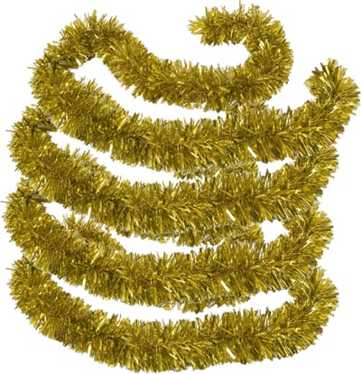 Kerstslingers - 4x stuks - glitter goud - folie - 180 x 12 cm - extra brede slinger/kerstboom versiering
