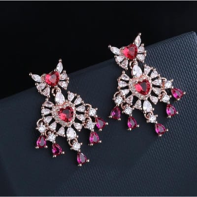 Longues Boucles d'Oreilles Zirconium Goutte d'Eau Style Européen Luxueux Boucles d'Oreilles de Soirée gray