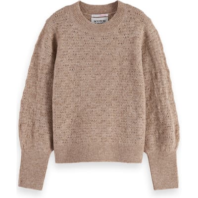 Scotch & Soda Girl Lightweight Ajour-knitted Pullover Eggnog Melange Taglia: 6 | Maglioni Outlet | kids