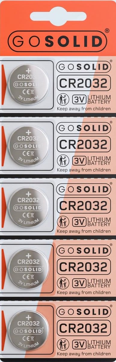 GO SOLID! ® CR2032 Lithium Knoopcel batterij geschikt voor Apple AirTag 210mh / 3V / blister 5