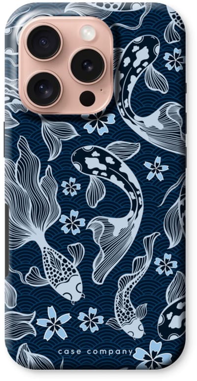 Case Company® - Hoesje geschikt voor iPhone 16 Pro hoesje - Midnight Koi - Tough Case - Maximale Bescherming alle Kanten en Schermrand
