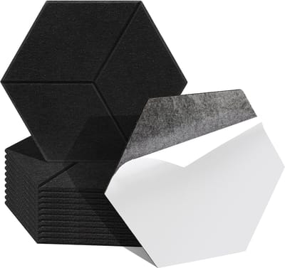 12 stuks Akoestische panelen Hexagon Zelfklevend Akoestisch Paneel Geluidsisolatie Vilt Wandpaneel Zwart