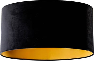 QAZQA cilinder velours - Klassieke Lampenkap - L 50 cm - Zwart Goud -