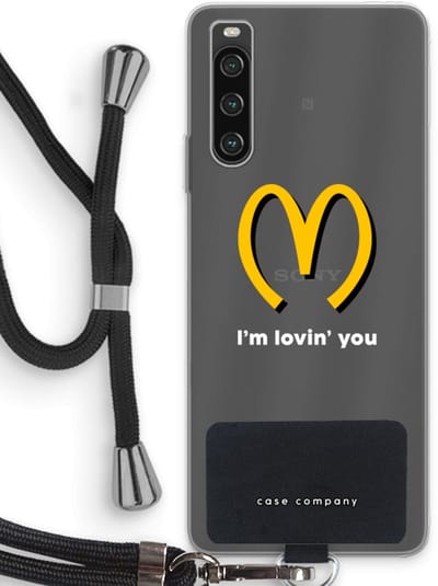 Case Company® - Hoesje met koord geschikt voor Sony Xperia 10 IV hoesje met Koord - I'm lovin' you - Telefoonhoesje met Zwart Koord - Bescherming aan alle Kanten en Over de Schermrand