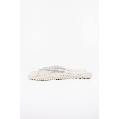 Slippers met grove glitter CHEERFUL03G - 12 Creme