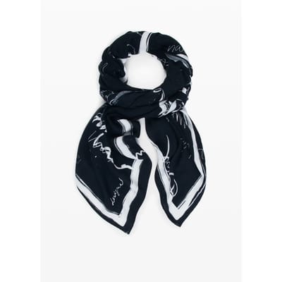 Desigual sjaal Lettn Rectangle Foulard Black zwart