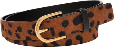 FOSSIL Leren Riem Leather Belt W95 Leopard Bruine