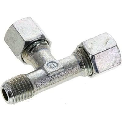 8L & M12x1,5 (con) Zink Geplateerd Staal Haakse T-stuk Snijkop met Mannelijke Schroefdraad 315 bar ISO 8434-1