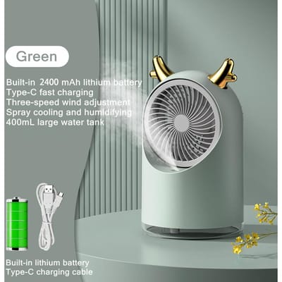 Waternevel Ventilator USB Oplaadbaar Elektrisch Draagbare Lucht Spray Koeler 3 Snelheden Instelbaar Stil IJsdamp Koeling Voor Thuis Kantoor