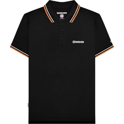 Lambretta Heren SS25 Twin Tip Poloshirt (Zwart/Wit/Marmelade)