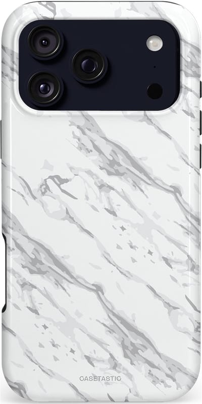 Casetastic hoesje geschikt voor Apple iPhone 17 Pro Max - MagSafe - Dubbellaagse bescherming - Arctisch Marmer - Fashion Case - Wit Lichtgrijs