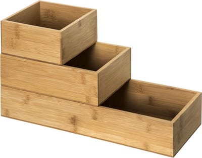 3-Delige Bestekbak - Lade Indeling met 3 bakjes - Ladebakjes - Besteklade Organizer - Bamboe hout - Bestekcassette