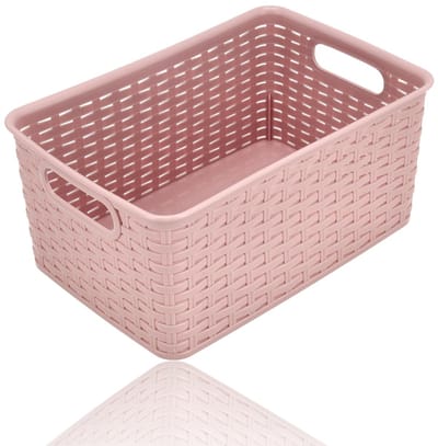 Opbergmand 6L – Mandjes Riet Look Opbergdozen – Kast Organizer, Kinderkamer en Keukenkast Organizer
