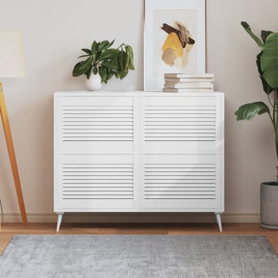 vidaXL - Kastdeuren - met - lamellen - 4 - st - 39,5x59,4 - cm - grenenhout - wit