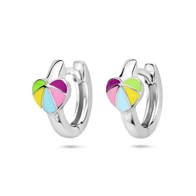 YO&NO Klapoorringen Hart - Kinderen - Oorbellen - Gerhodineerd - Zilver 925