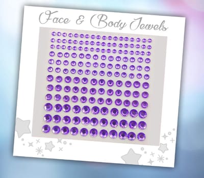 Face & Body Jewels (165 Diamantjes Paars) [Dots Strass Steentjes met Zelfklevend Plaklaag - Sticker Diamantjes voor Lichaam en Gezicht - Festival Tattoo Set Outfit Glitter - Juwelen Rhinestones Rhine stones - Plak Diamantjes]