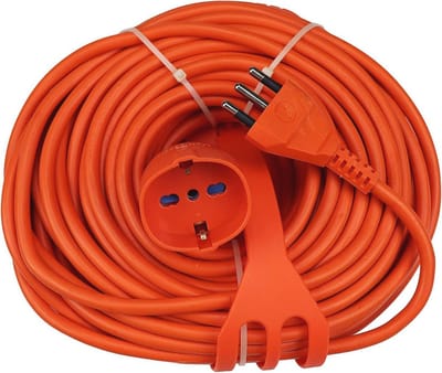 Elektrische verlenging - Stroomkabel verlenger - Apparaten aansluiten - Multistandaard stopcontact - 15 meter - Fel oranje
