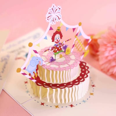 3D Verjaardagskaart Happy birthday Clown Felicitatie Uitnodiging