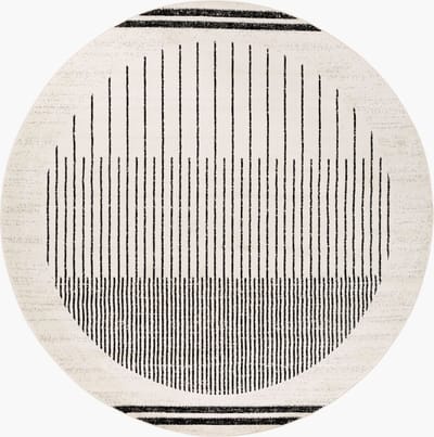 SURYA - ENSO Modern Scandinavisch Wit/Zwart Rond Tapijt