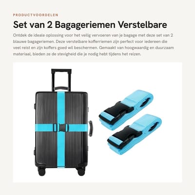 Dailygoods- Bagageriemen Set van 2 - Verstelbare Kofferriemen - Duurzaam - Waterdicht - Hoge Dichtheid - Geschikt voor Vliegbagage