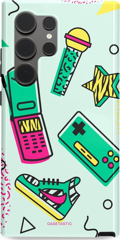 Casetastic Hoesje Geschikt voor Samsung S24 Ultra - Stijlvolle Beschermende Duo-layer Case - Retro 80s sneaker