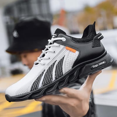Herfst Nieuwe Schoenen Heren Nieuwe Ademende Fly Woven Mesh Blade Schoenen Hardlopen Sport Rust 44 white