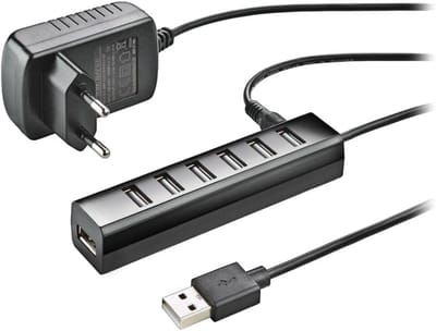 YOR® USB Hub met Voeding - USB Hub - USB Splitter - Zwart - 50cm x 50cm x 28cm