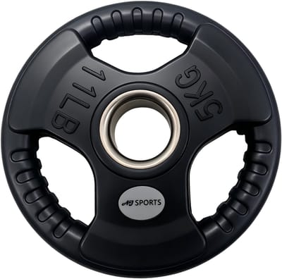 AJ-Sports Olympische Halterschijf 5kg - 1 Stuk - Rubber - Handgrepen - 50 mm - Ø 50 mm - Zwart - Sport Gewichten voor Thuis - Geschikt voor Fitness, CrossFit & Functional Training