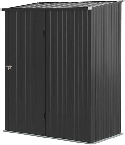 Tuinschuur - 161,5 x 94,5 x 196 cm - Gegalvaniseerd Staal - Tuinhuisje - Gereedschapsschuur - Opslagruimte Tuin - Tuingereedschap Bewaren - Buitenschuren - Afsluitbare deur - Weerbestendig - Inclusief Planken - Zwart