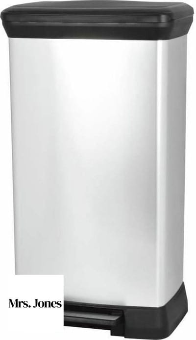 Mrs. Jones Pedaalemmer Rechthoekig 50 L Polypropyleen Metaal 39 x 32 x 72 cm Prullenbak 60 liter