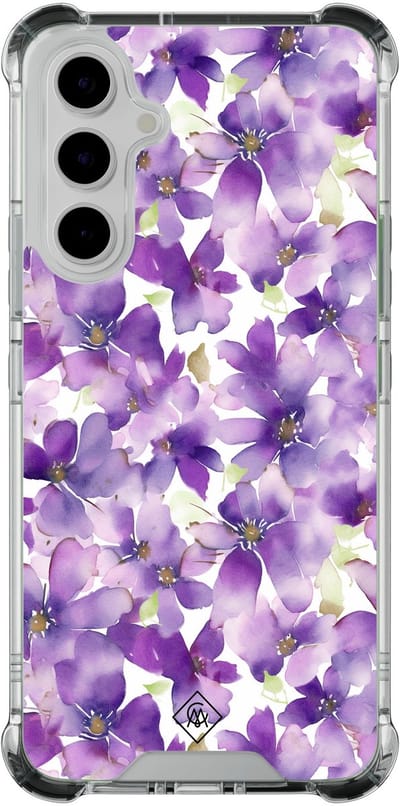 Casimoda® hoesje - Geschikt voor Samsung Galaxy A54 - Floral Violet - Shockproof case - Extra sterk - TPU/polycarbonaat - Paars, Transparant