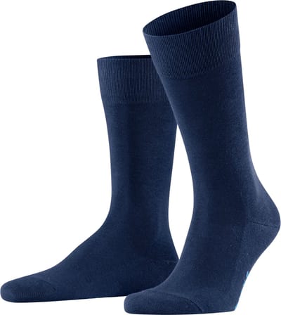 FALKE Family eenkleurig katoen sokken heren blauw - maat 39-42