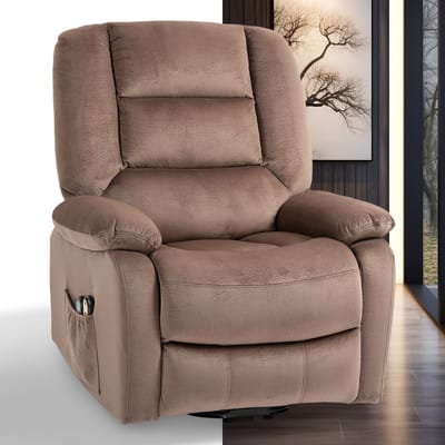 Massagestoel - Relaxfauteuil - Zetel - Sta op stoel elektrisch - Stof - 1 persoons - Met armleuning - Zeer comfortabel - Elektrisch - Bruin