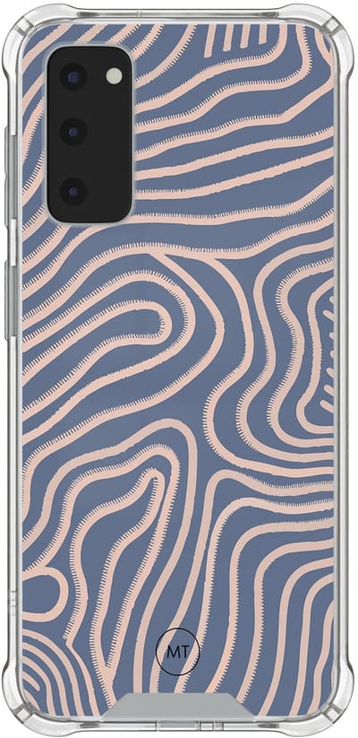 Hoesje (shockproof) geschikt voor Samsung Galaxy S20 FE - Flowing lines - Extra sterke case - TPU/polycarbonaat - Print - Paars, Transparant