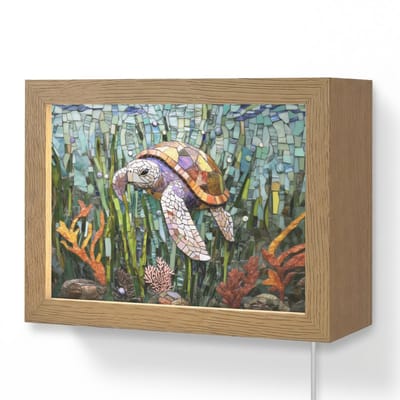 Wandlamp 20x15 cm - Oplaadbaar - Schildpad - Zeewier - Mozaïek - Wandlampen binnen woonkamer - Slaapkamer lamp met kabel - Decoratieve nachtlamp - Vloerlamp snoer