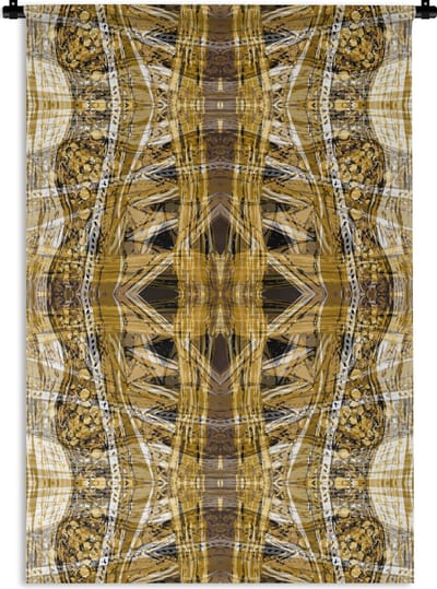 Wandkleed - Wanddoek - Goud - Afrika - Patronen - Dieren - 60x90 cm - Wandtapijt