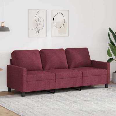 vidaXL - Driezitsbank - 180 - cm - stof - wijnrood