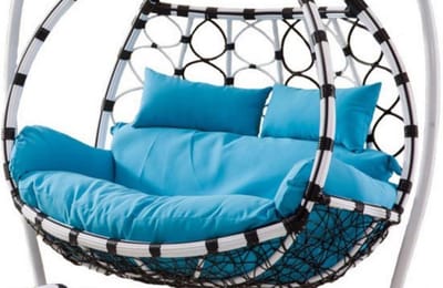 Dubbele Hangstoel - Eierstoel Tuinstoel - Buiten Ontspannen - Waterproof Hoge Dichtheid - 150x110cm - Grijs