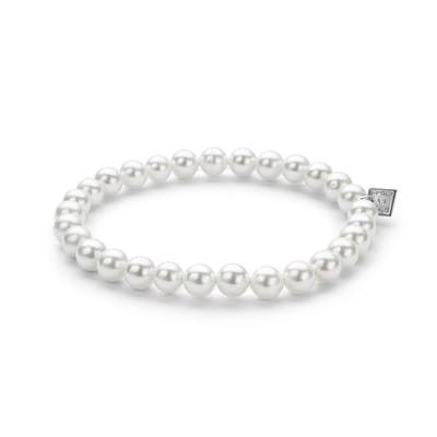 Twice As Nice Armband in zilver, parels van 6 mm Adjustable