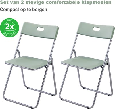 Bardi 2 Delige Klapstoelenset – Vouwstoelenset Stevige Kwaliteit, Weersbestending, 100KG Belastbaar. 44 x 45 x 79 cm. – GROEN