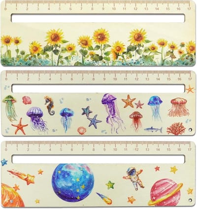 Kinder Linealen - Lees Hulpmiddelen - Leren Lezen - Houten Lesmateriaal - 19 cm Pakket - Veelkleurig