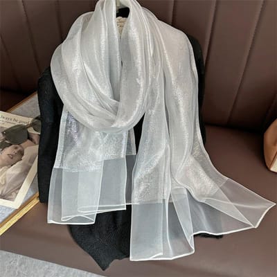 Zijde Wol Sjaal Voor Vrouwen Effen Sjaals Sjaals Wraps Pashmina Hijab Foulard Femme Strand Sjaals Bandana Luxe Poncho 200x70cm white