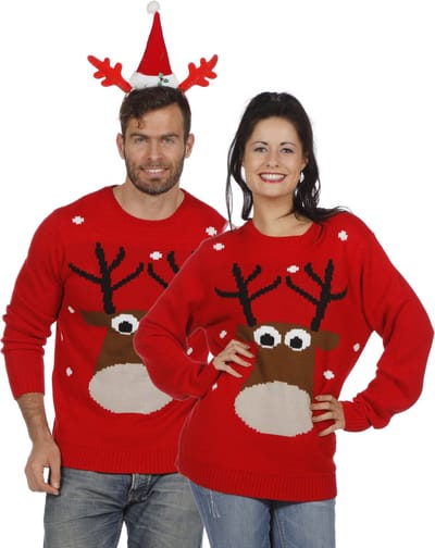 Foute Kersttrui Rood Met Rendier - Maat S
