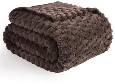 Flanellen fleece deken 3D jacquard bruin