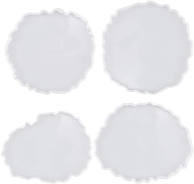 Geode en Agaat Epoxy Gietvorm voor Coasters - 4 Stuks Silicone Resin Mould voor Kunstmatige Agaatplakken en Interieurdecoratie
